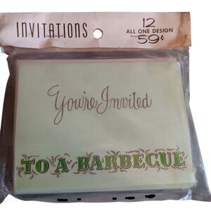Vintage Barbecue Party Invitations Set 1960's 12 Cards Envelopes NOS
